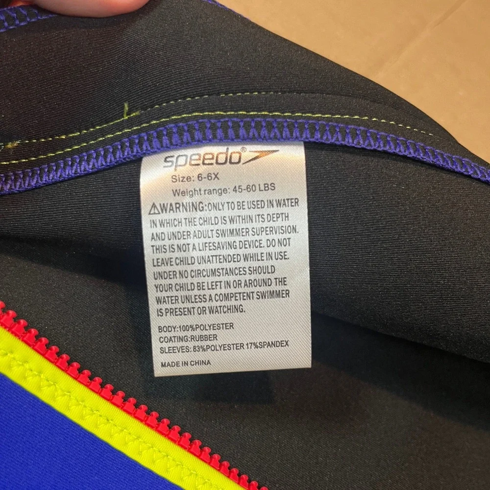 Speedo Kids Blue Neon Yellow Shark Thermal Wetsuit Swimsuit UV50 Size 6-6X
